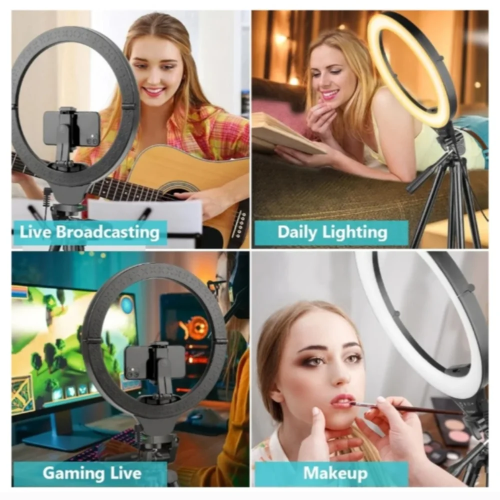 LED Ring Light with Black Tripod and Remote Control